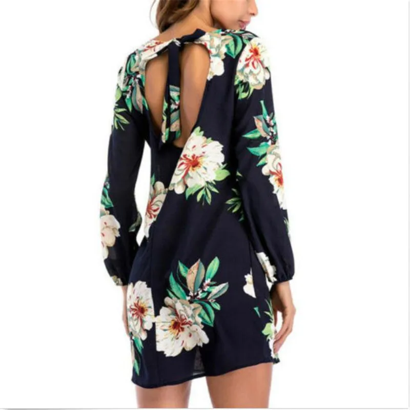 Женские стильные модные праздничные платья с длинным рукавом Boho Цветочные