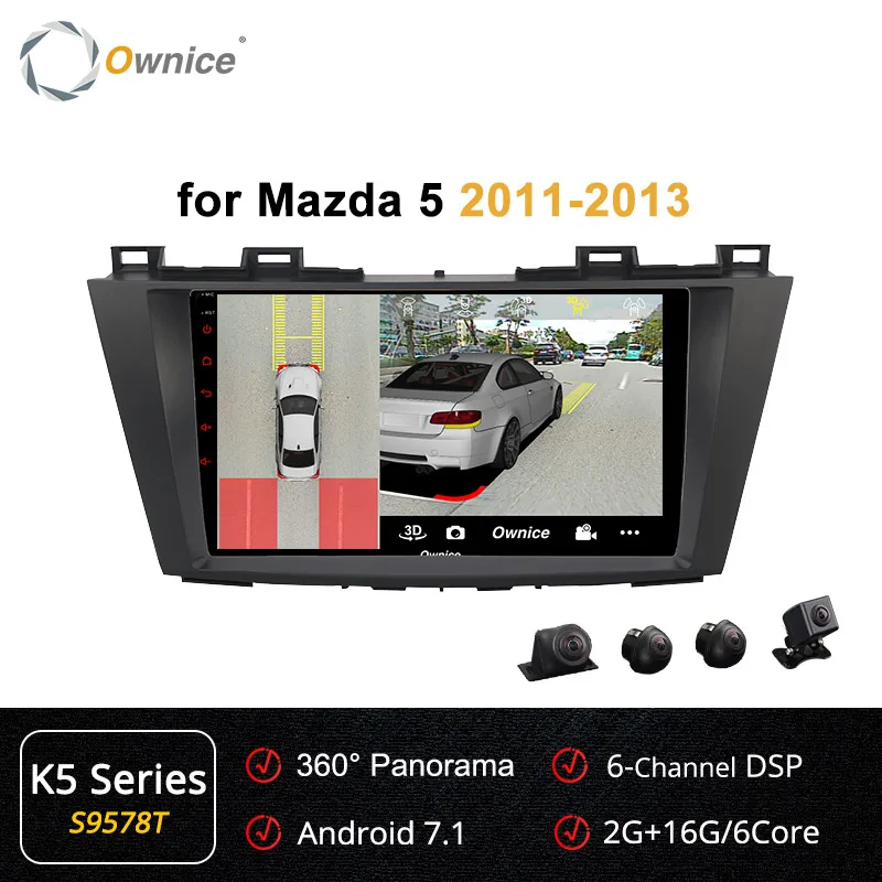 Ownice k3 k5 k6 360 панорама Android 9,0 автомобильный dvd Радио Видео плеер навигация gps для Mazda 5 2011 2012 2013 DSP 4G LTE SPDIF - Цвет: S9578 K5