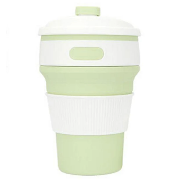 Портативная силиконовая чашка Горячая Складная Силиконовая телескопическая многофункциональная Складная чашка для питья кофе Складная Силиконовая кружка для путешествий - Цвет: Светло-зеленый