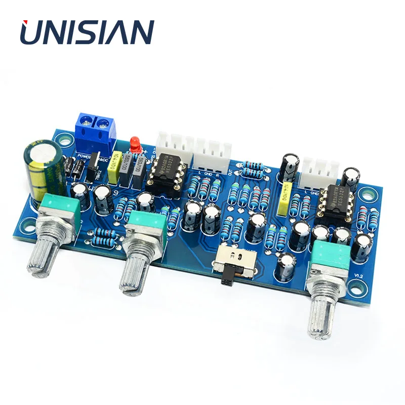 UNISIAN 2 1 канала низкочастотный басовый фильтр Плата усилителя NE5532 Op amp Hi Fi аудио