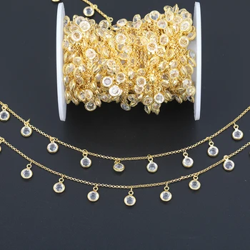 

5 Meter/Lot,5 Color Choice,6MM Black Color Glass Round Coin Bead Gold Rosary Chain Necklace Beads Chain Jewelry ZJ-389AMAB.E