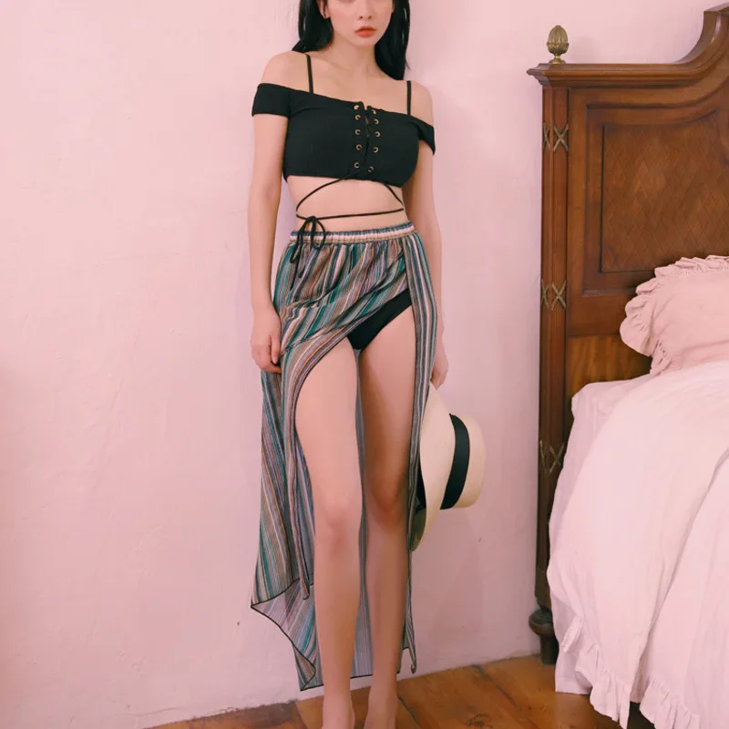 

Swimwear Women Swimsuits Bikini Girls Kids Swimsuit New Female Separate Bikinis Covering Winter 2020 Fairy Fan Polyester