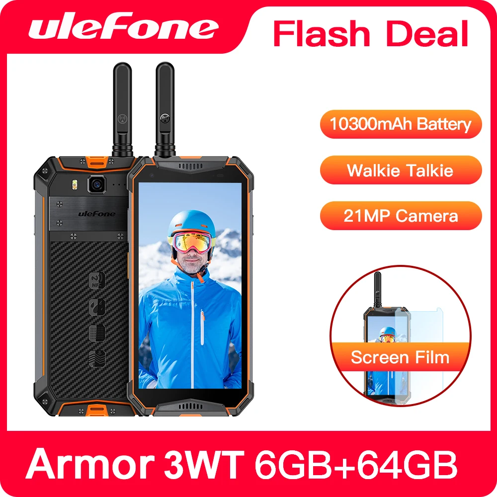 Смартфон Ulefone Armor 3WT защищенный IP68 Android 9 0 5 7 дюйма Helio P70 6 + 64 ГБ 10300 мА · ч 4G 21 МП