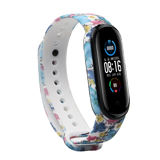 Bracelet for Xiaomi Mi Band 5 Strap Silicone Painting Flowers Belt miband 5 accessories Wrist Strap for Xiaomi Band 6 Dream