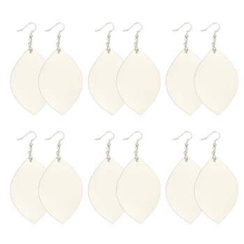 

6 Pair Wood Sublimation Blanks Earring MDF Sublimation Printing Dangle Earrings F3MD