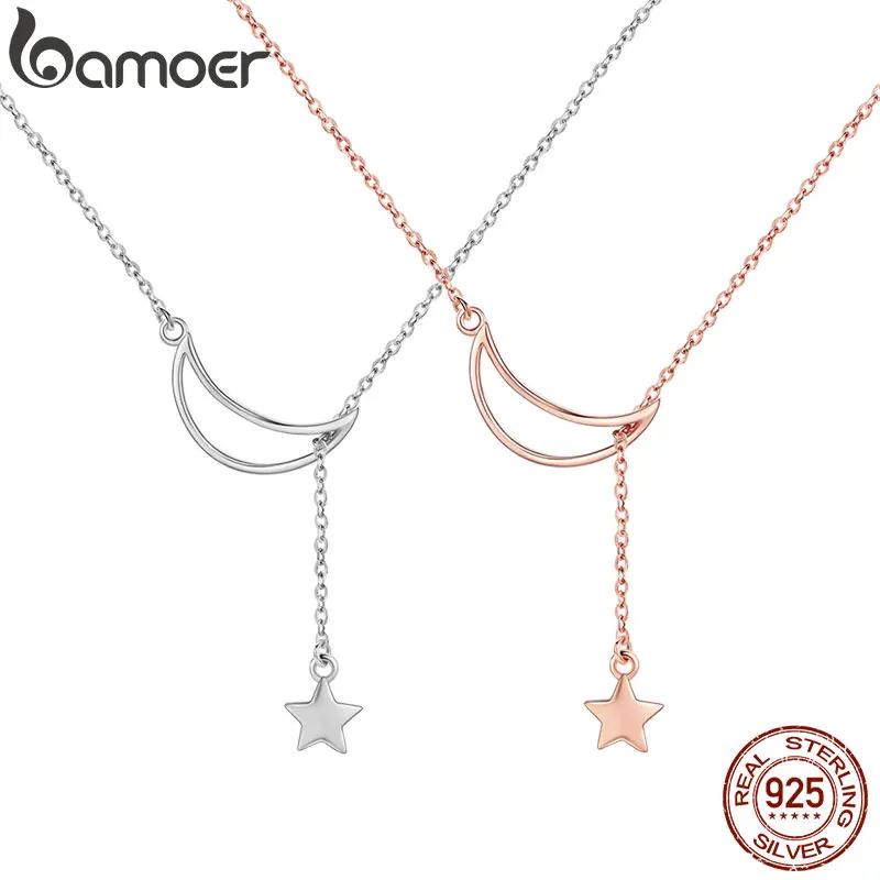 Женская цепочка из серебра 925 пробы с Луной и звездами|fashion necklace|necklace fashionnecklaces for