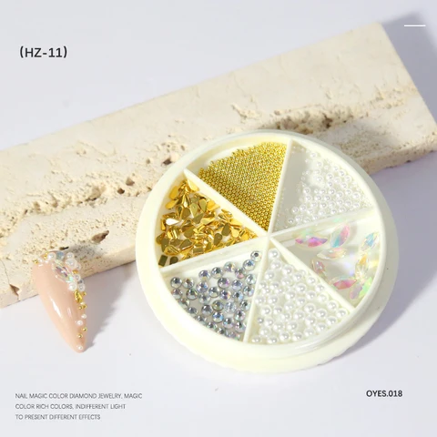 Color Chameleon Stone Nail Rhinestone Cavair Glitter Nails Pearl Beads 3D Nail Art Decoration In Wheel Accessories