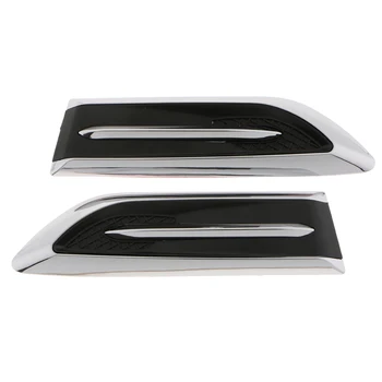 

2x Custom Chrome Plated & Black Decorative Air Flow Intake Turbo Bonnet Hood Side Vent Cover Car SUV Truck