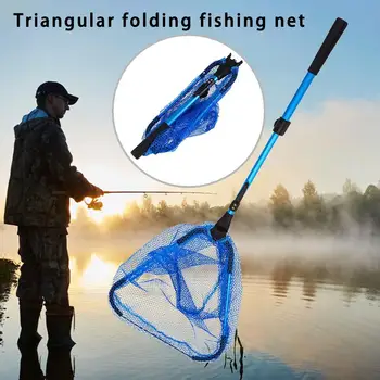 

New High-quality Portable Aluminum Alloy Triangular Folding Fishing Net Portable Rubber Non-slip Handles Casting Fishing Net