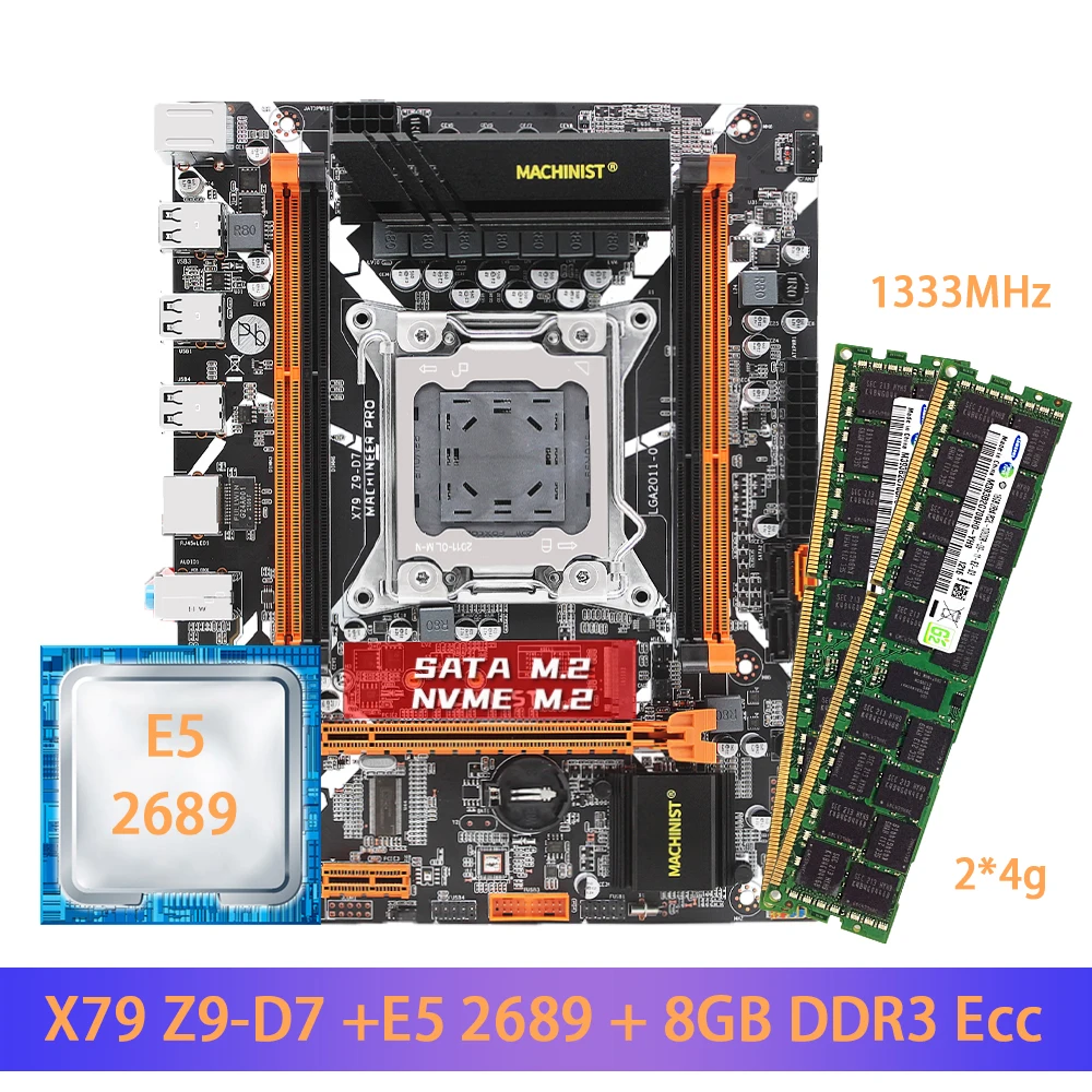 MACHINIST X79 материнская плата с XEON E5 2689 2*4 Гб DDR3 1333 ECC оперативная память