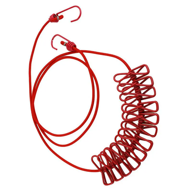 

Travel with 12 Clips Cord Climbing Ropes Clothes Line Portable Parachute Cord Dryer Rope Stretchy Ropes