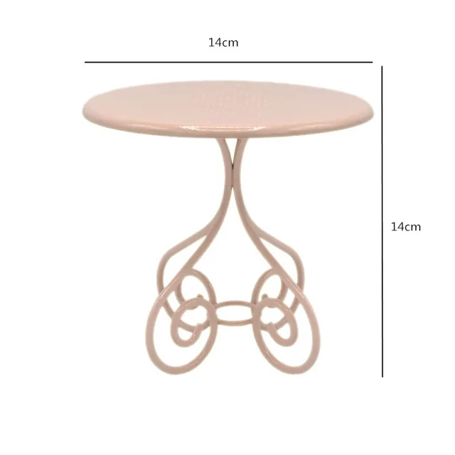 Aizulhomey LOL Blyth Doll Accessories 1/6 Iron Coffee Table Kitchen Chair Dollhouse Furniture Toys Bjd Play House Gifts for Kids Pink coffee table