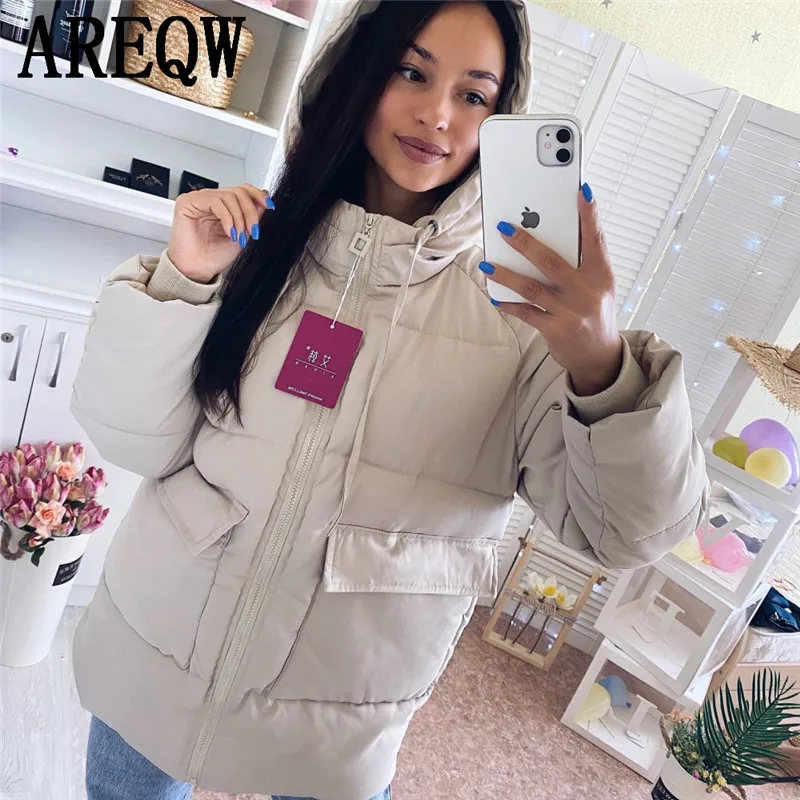 

2020 Autumn Winter Cotton Parkas Oversized Coats and Jackets Womens Outerwear Hooded Puffer Jacket