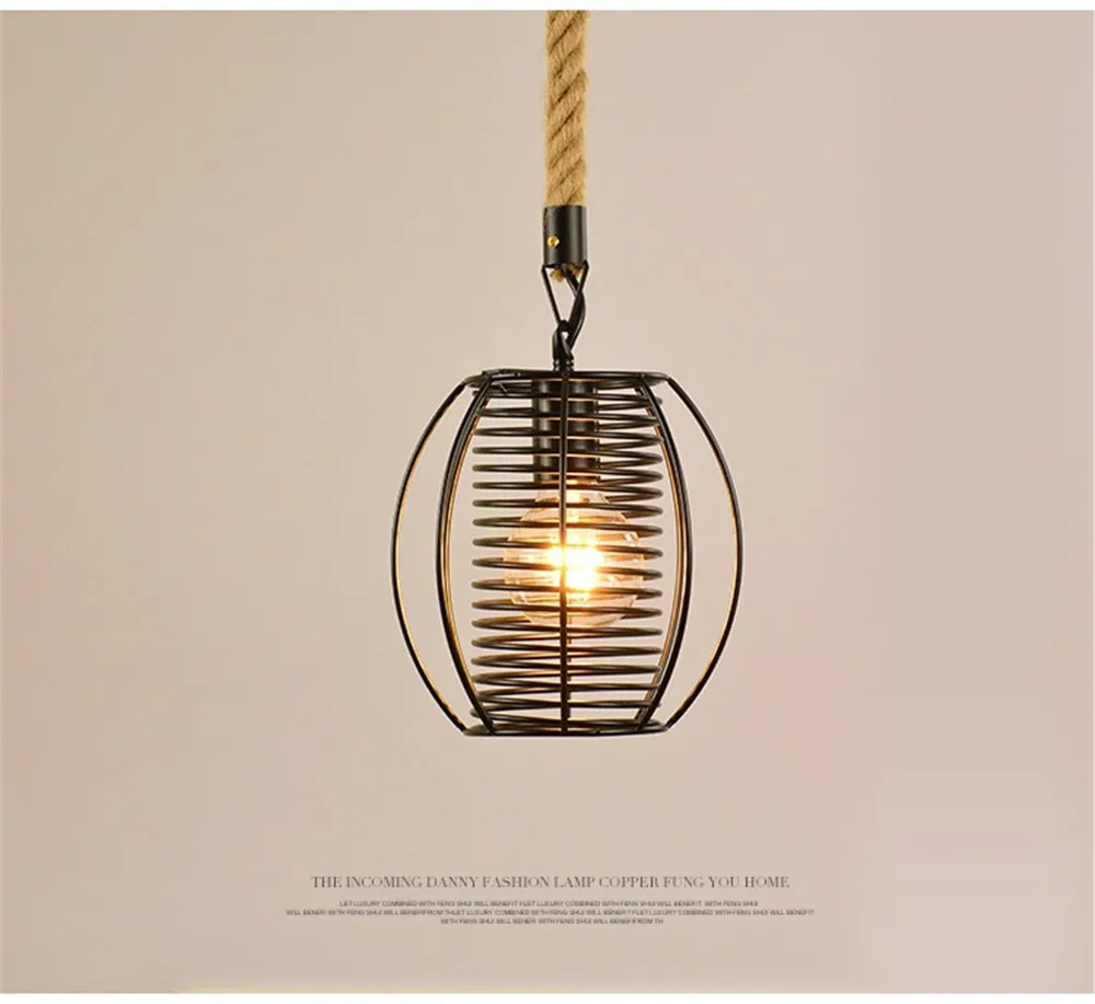 Retro Loft Decor LED Pendant Lamp Edison Industrial Hemp Rope Iron Hanging Light Dining Room Lights Fixtures Indoor Lighting (14)