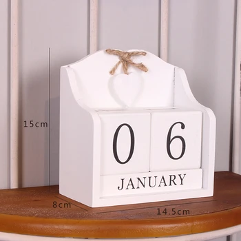 

DIY Home Office Christmas Decor Perpetual Rustic Desk Calendar Planner Month Date Display Craft Portable Cafe Gift Wooden Block