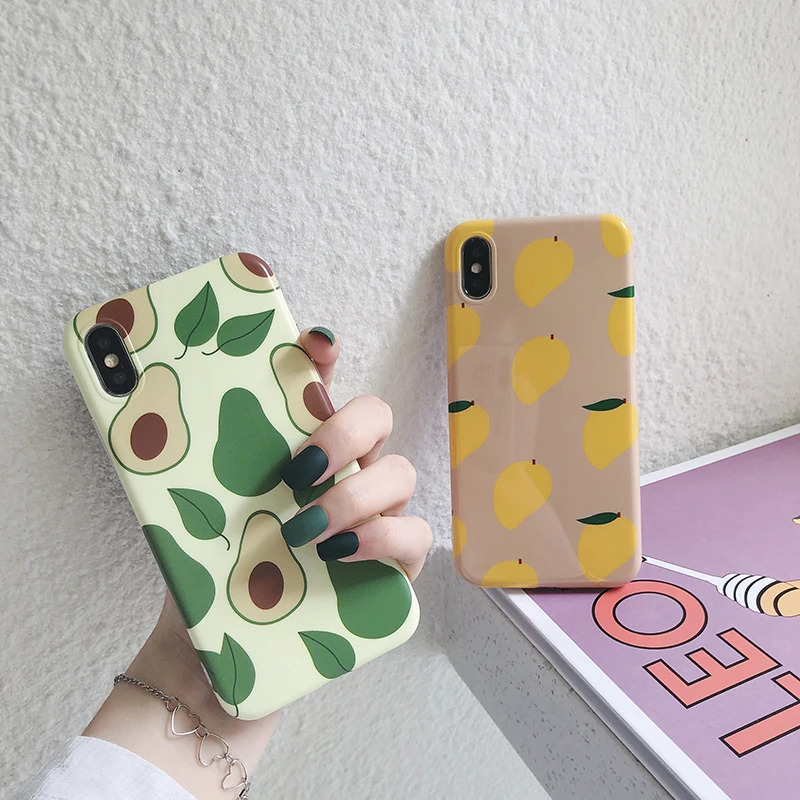 

Phone Cases For iPhone 6 6S 7 8 Plus Fruit Avocado mango Frosted IMD soft Case for iPhone XS MAX XR X S Back Cover fundas