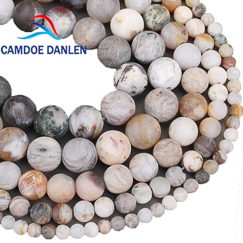 

Natural Stone Beads Matte Frost Bamboo Leaf Agates Gem stone Round Loose Beads 4 6 8 10 12MM For Diy For Jewelry Bracelet Making