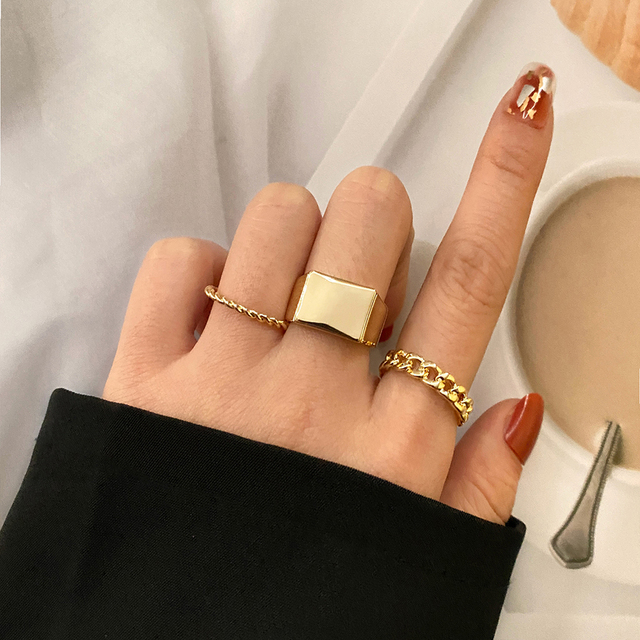 Bohemian Geometric Joint Ring Set for Women Punk Butterfly Flower Chain Finger Ring Set Fashion Gothic Jewelry Gift