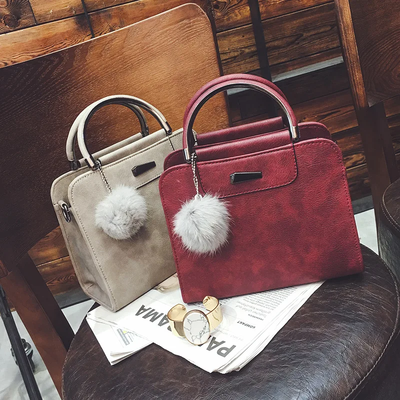 

Shoulder Large Bag Fashion Autumn And Winter Furry Ball Handbag-Oblique Single-shoulder Bag for Women WOMEN'S Bag 2019 New Style