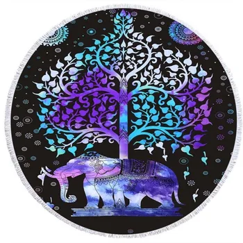 

2019 Round Beach Towel Superfine Fiber Ribbon Tassel Can Be Used As A Picnic Mat Crawling Mat Animal Yoga Mat