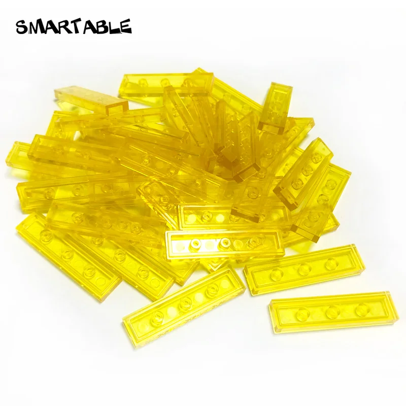 Smartable прозрачная плитка 1x4 с пазами плоские шпильки строительные блоки MOC часть