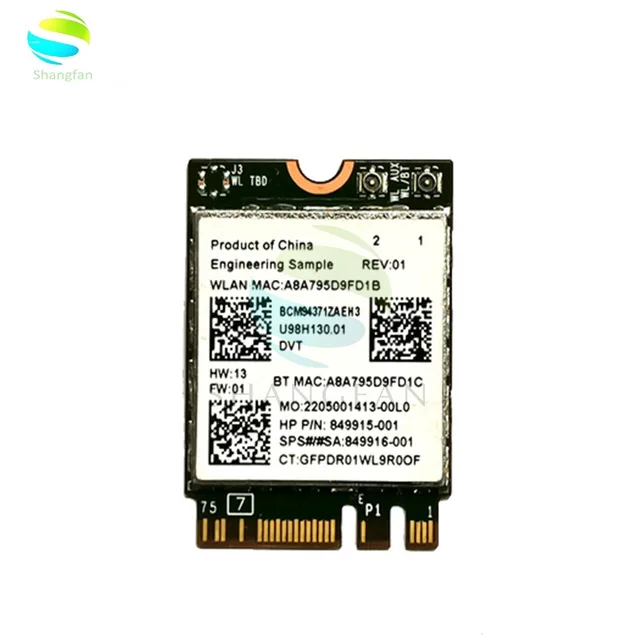 Broadcom BCM94371ZAE BCM94371 BCM4371 802.11 AC NGFF M2 867Mbps WiFi & Bluetooth 4.1 Combo SPS 843549-001 Wireless Adapter card