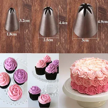 

3pcs Rose Flower Pastry Nozzles Tips Cake Tools Cookie Cream Nozzle Icing Piping Pastry Tip Confectionery Cake Decoration Tool