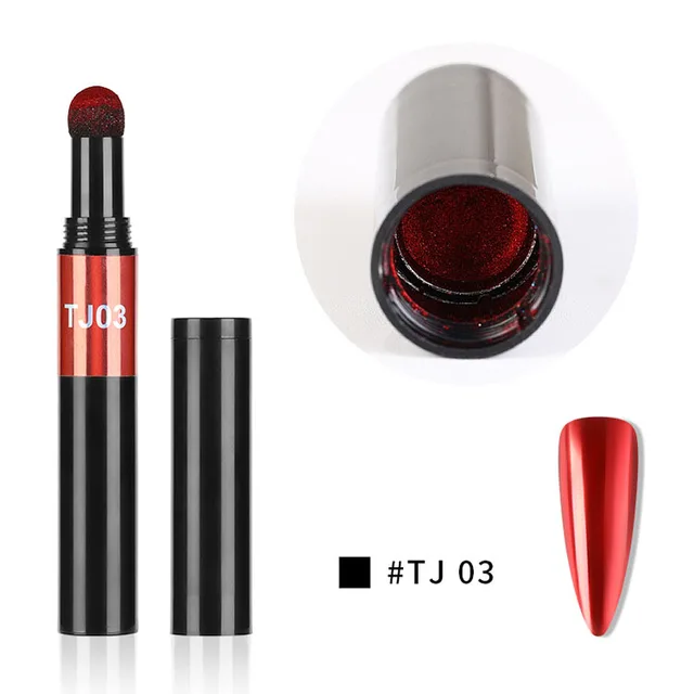 Nail Art Glitter Mirror Powder Air Cushion Magic Pen  Effect Chrome Pigment For Decorations UV Gel Polish Dust Nail Decor TJ-03