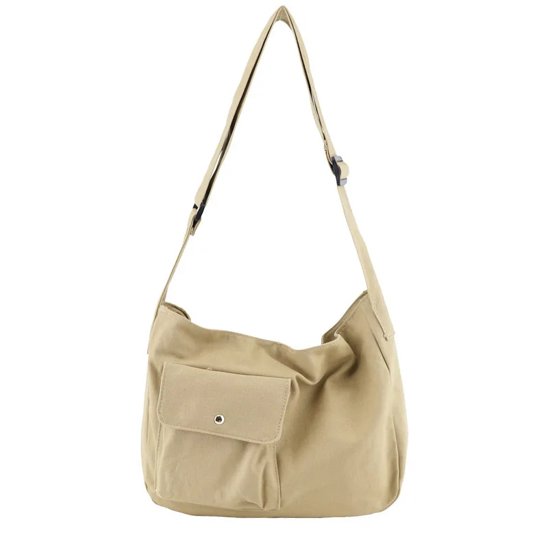 

Ougger Large Crossbody Bags for Women with Wide Shoulder Strap Shoulder Bag Fall Khaki Canvas Simple Postman Package with Zipper