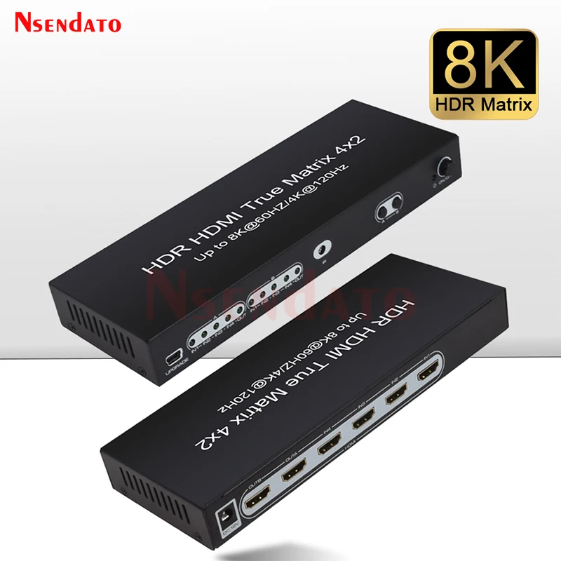 

8K HDR HDMI True Matrix Conmutador Switch 4x2 4K 120Hz HDR HDMI Splitter 4 In 2 Out V2.1 speed switch Switcher For PS4 HDTV STB