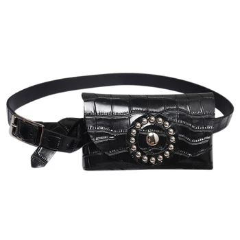 

Belt Bag Women Fanny Pack Bags Rivets Waist Pack Women Pu Leather Waist Belt Bags Black Waist Bag Black