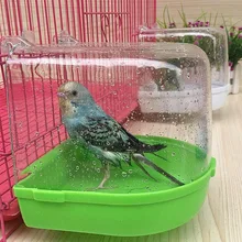 Bath-Box Cage Hanging-Accessories Bird Shower Cleaning-Tool Transparent Plastic Tub B8P6