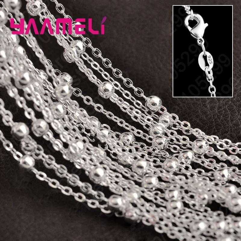 10PCS 16-30inch jewelry 925 Silver Ball Chain Necklace For Pendant Wholesale 