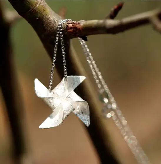 New Fashion Silver Windmill Women Pendant necklace Bijoux femme