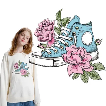 

girls flower shoes badge ironing stickers iron on transfers for clothing iron on patches vinyl transfer patches for girl clothes