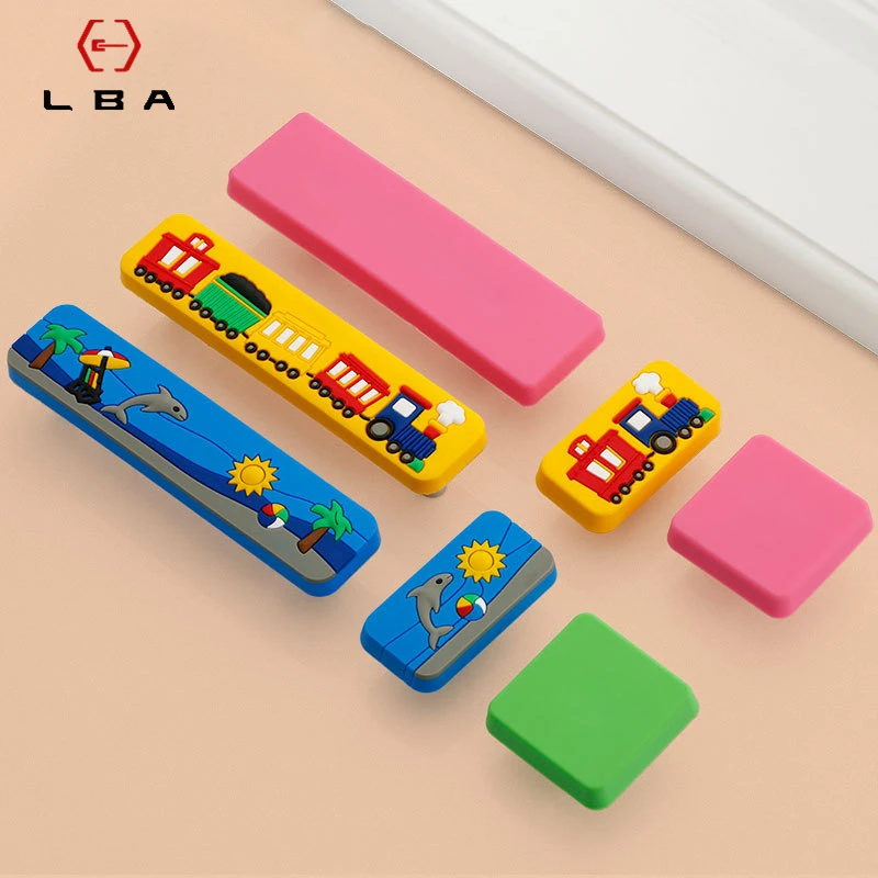 LBA, детские резиновые дверные ручки, милые розовые, желтые, синие, Звездные, лунные, облачные, кухонные ручки и ручки для шкафа, мебельные ручки для выдвижных ящиков
