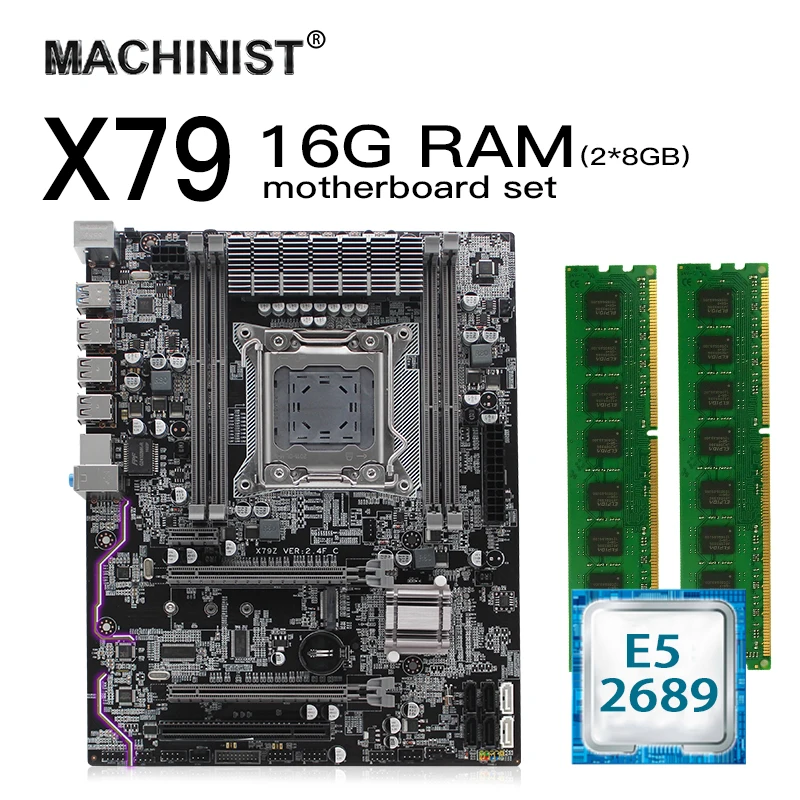 X79 LGA 2011 комплект материнской платы atx с процессором Intel Xeon E5 2689 16G(2*8G) DDR3 REG ECC RAM M.2 NVME