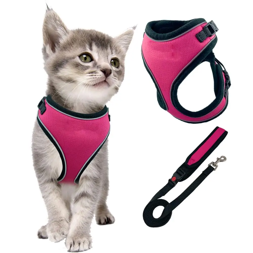 

No Pull Cat vest Escape Proof Cat Harness with Leash, Adjustable Cat Walking Jackets, Padded Cat Vest