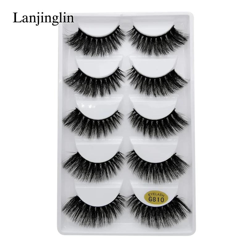 G810 10 boxes LANJINGLIN 10 коробок/лот норковые ресницы натуральные длинные накладные ресницы ручная работа Мягкие 3d норковые ресницы макияж Искусственные ресницы G803 - Цвет: G810 10 boxes