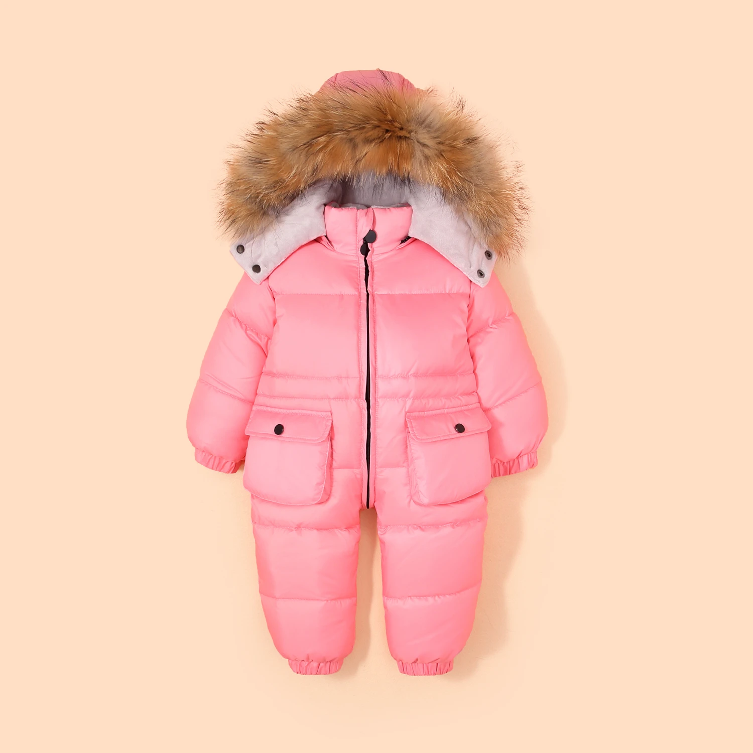Pink 30 русский зимний комбинезон для маленьких мальчиков; детские комбинезоны; пуховик для отдыха на природе для младенцев Одежда для альпинизма для девочек Детский спортивный костюм от 1 года до 4 лет - Цвет: Pink
