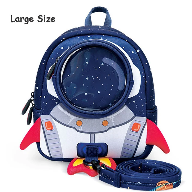 3D ракеты анти-потеря школьные сумки для девочек мультфильм Высококачественная игрушка для мальчиков рюкзак детский сад Сумки детские подарки для От 1 до 6 лет - Цвет: large blue