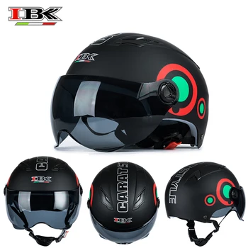 

IBK Motorcycle Protective Helmet Scooter Electric Bicycle Casco 3/4 Vintage Casque Open-face sun visor matte Helmet IBK-035