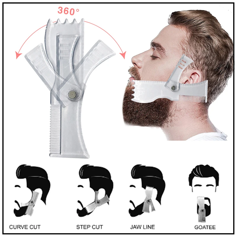 Многофункциональные мужские шаблоны для отделки бороды с интегрированным гребнем для формирования и укладки бороды