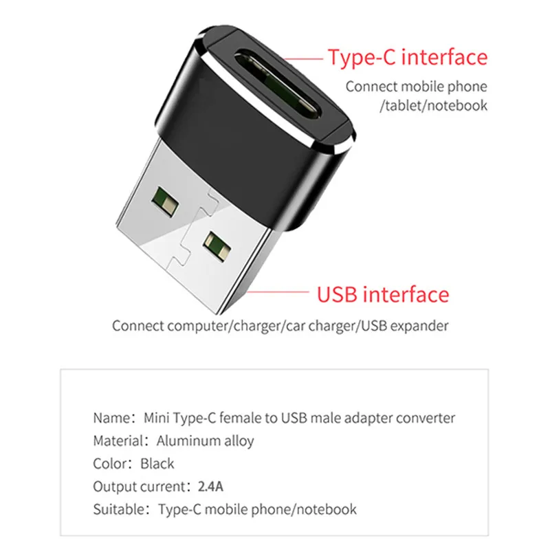 Мини-кабель USB(тип-a) папа-тип-c гнездовой разъем конвертер адаптер для huawei для Sumsung для всех смартфонов типа C