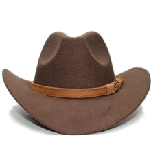 Винтажная шерстяная шляпа в ковбойском стиле с широкими полями для родителей и детей, для женщин, мужчин и детей, ковбойская шляпа в западном стиле, котелок, Кепка из верблюжьей кожи(57 см/54 см
