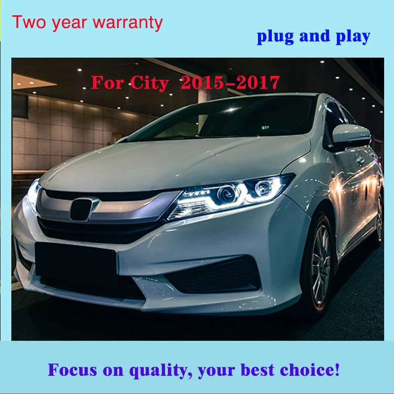 Автомобильный Стайлинг головной светильник s для Honda City головной светильник светодиодный для города Головной фонарь передний светильник биксеноновый HID объектив