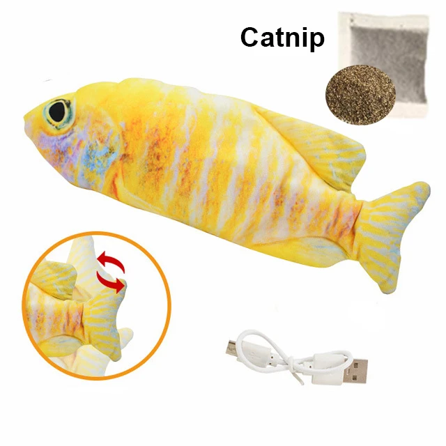 Cat Toy Fish USB Electric Charging Simulation Fish Catnip Cat Pet Chew Bite Interactive Cat Toys Dropshiping Floppy Wagging Fish 