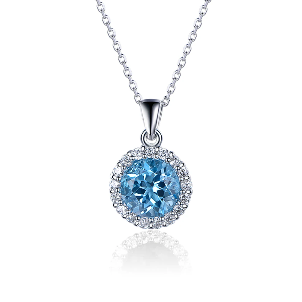 

TKJ 925 Silver with Topaz Necklace Garnet Pendant Original Design Handmade Crafts Valentine's Day Round Garnet + Rose Gold