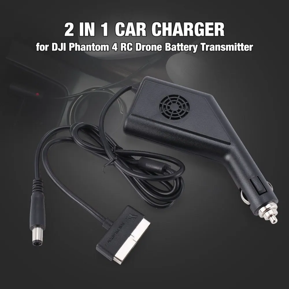 2 in 1 Intelligent Car Charger Fast Safety Charging for DJI Phantom 4 Pro /Professional/Advanced Drone Battery Transmitter