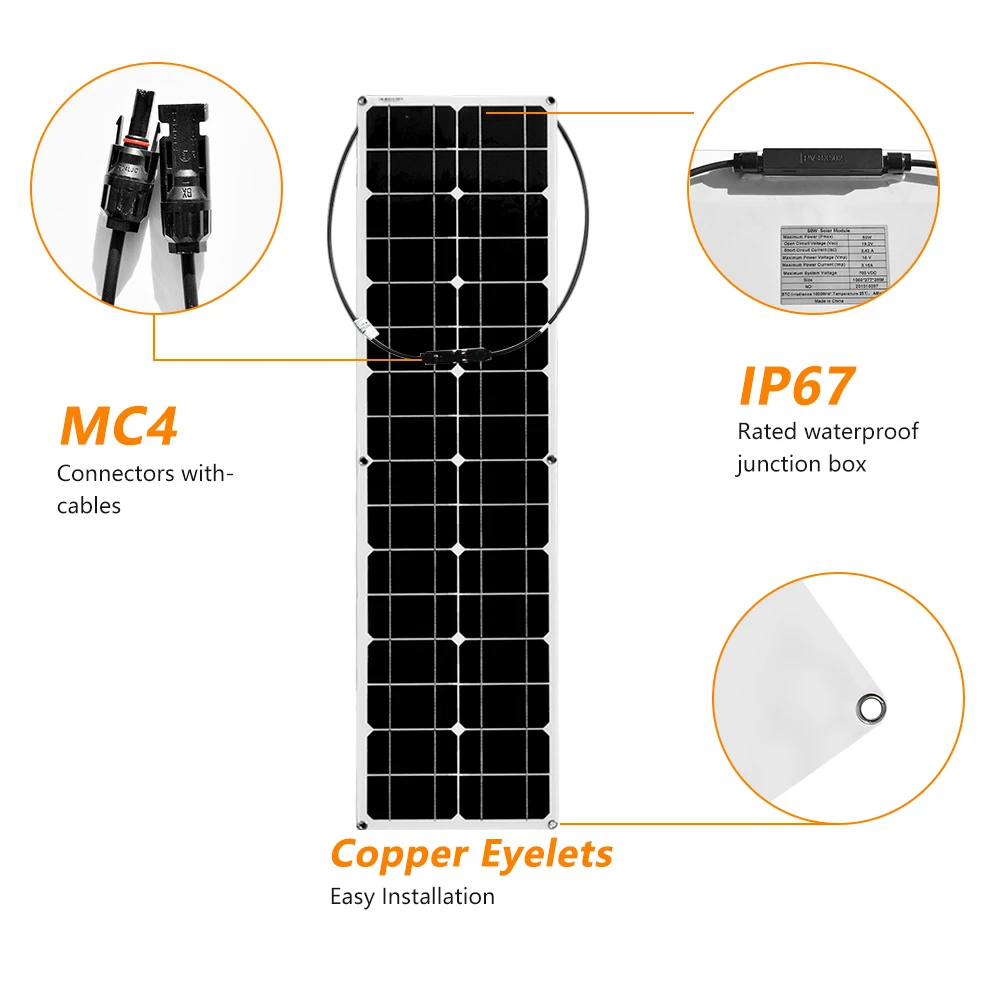 XINPUGUANG 50w 16v PET Solar Panel Cell MonocryStalline Silicon Module MC4 Cable Connector 12v Battery Led RV Charge XINPUGUANG 50w 16v PET Solar Panel Cell MonocryStalline Silicon Module MC4 Cable Connector 12v Battery Led RV Charge